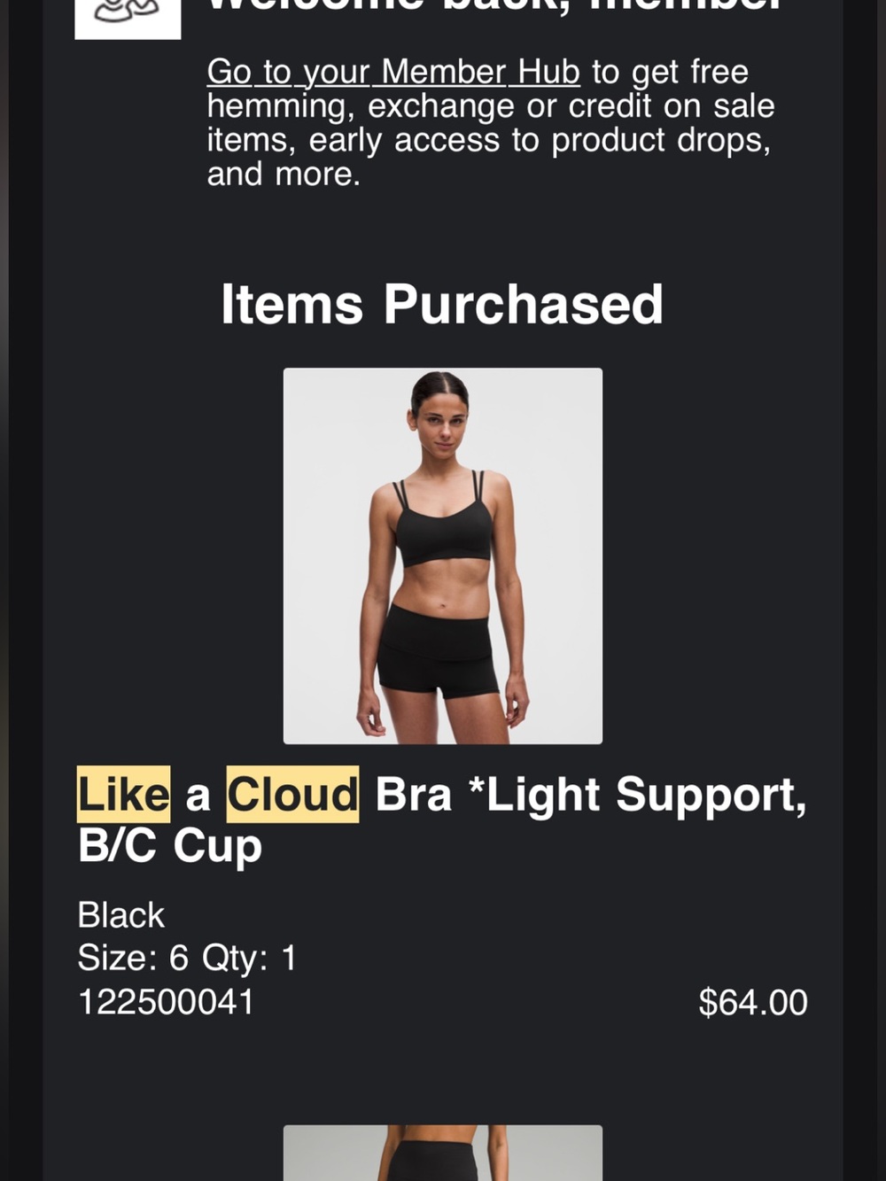 Lululemon Like a Cloud Bra - Size 6 - B/C Cup - Black - Picture 7 of 7